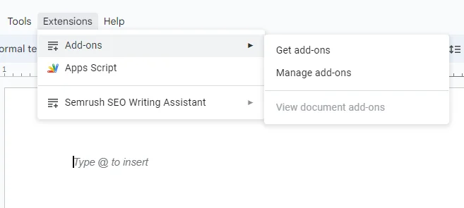 add-ons in Google doc