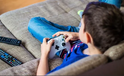 child playing video game